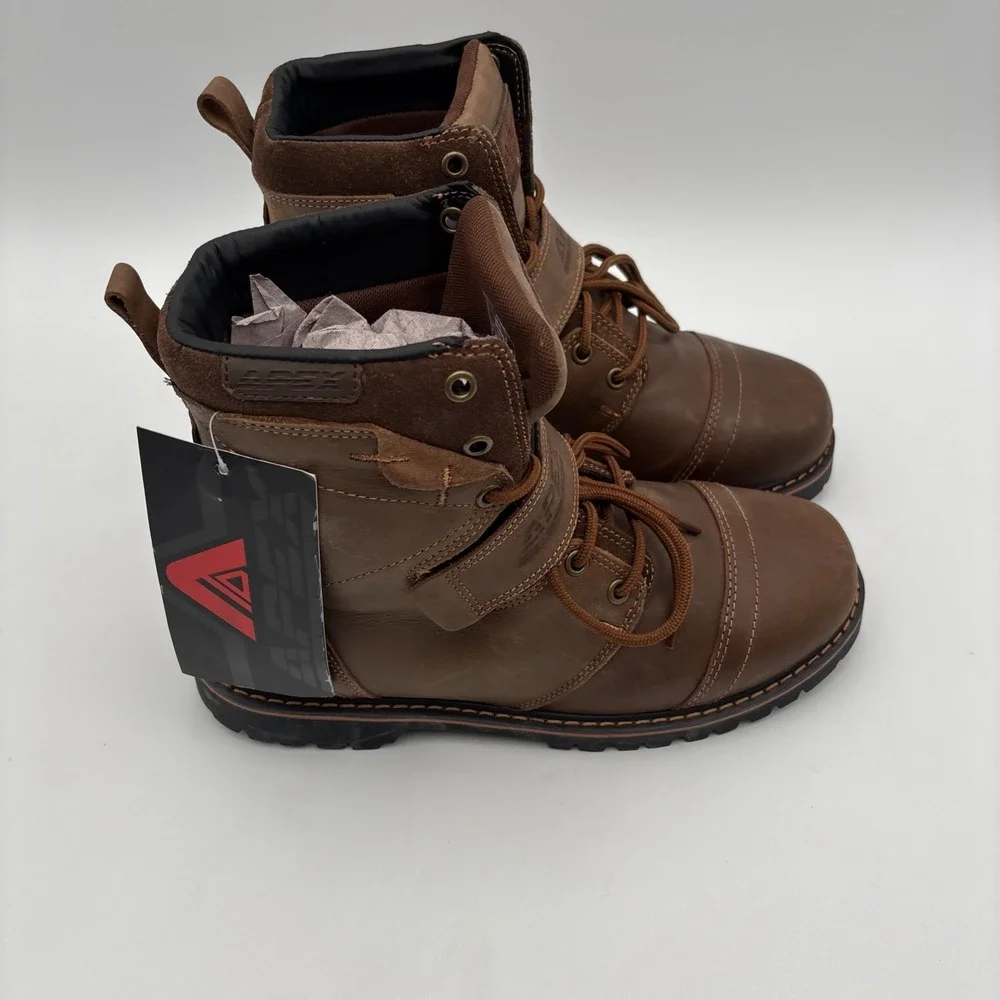 Apex Duro Mens Size 8 Motorcycle Boots Light Brown Patron Leather Biker 4045 NEW